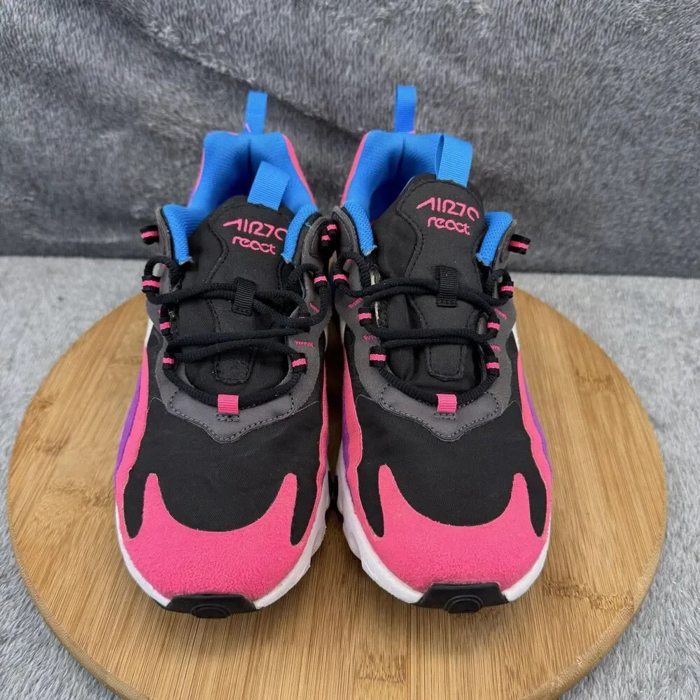 Nike Air Max 270 React Shoes Boys Size 7Y Pink Black Running Sneakers BQ0101-001